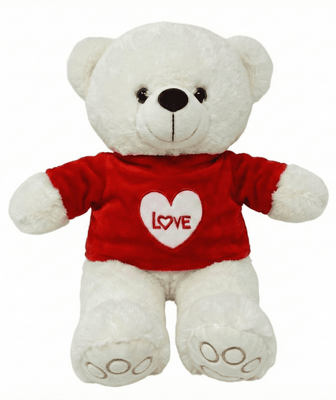 #V204- 12" CREAM SMILE VALENTINES TEDDY BEAR