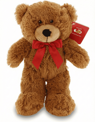 #C11- 12" TEDDY BEAR WITH RED RIBBON