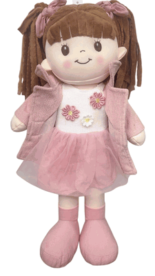#DL6- 15" doll with pink skirt