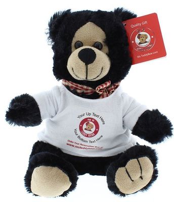 7" BLACK TEDDY BEAR WITH LOGO