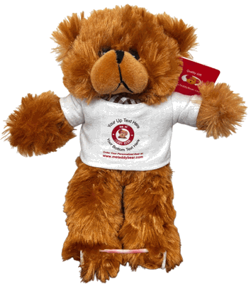 #TD26- 10" FUZZY TEDDY BEAR WITH LOGO  