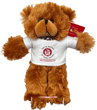 #TD26- 10" FUZZY TEDDY BEAR WITH LOGO