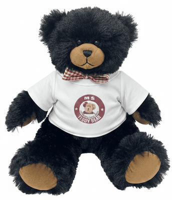 #TH4- 15" BLACK TEDDY BEAR WITH LOGO TEE