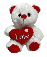 #V313- 7" WHITE VALENTINE TEDDY WITH HEART 