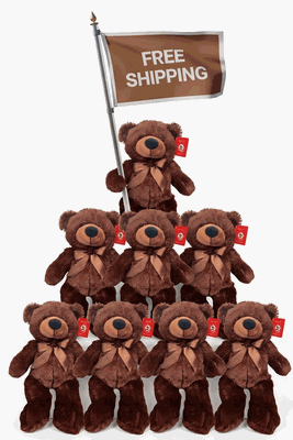 #FL102-FREE SHIPPING BOX- 15" BROWN TEDDY BEARS (14 PCS, $7.14/PC)