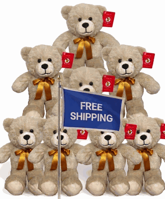 #FM105- Free Shipping Box - 12" Tan Teddy Bears (18 Pcs Bulk Pack, $5.56/Pc)