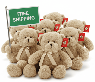 #FS13- 18 PCS OF 10"  TEDDY BEARS IN FREE SHIPPING BOX - $5.56/PC