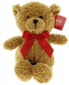 #C9- 12" BROWN TEDDY BEAR WITH RED RIBBON