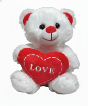 #V311- 7" WHITE TEDDY BEARS WITH LOVE HEART