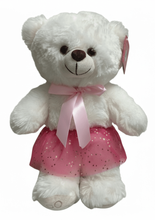 #DL10- 12" CREAM TEDDY BEAR WITH PINK TUTU