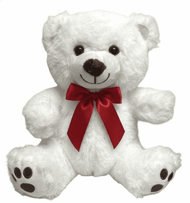 #B25- 10" WHITE BEAR WITH RED BOW