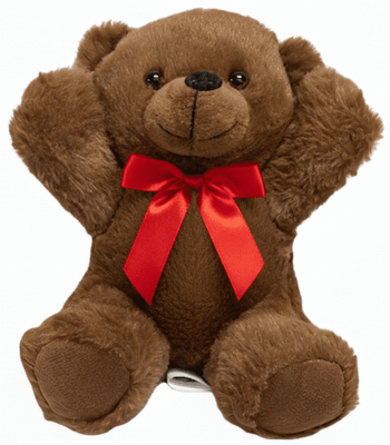 #V247- 10" CHOCOLATE BEAR WITH RED RIBBON
