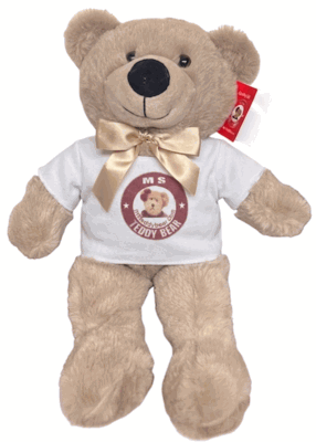 #TD16- 12" MOCHA BEAR WITH LOGO