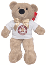 #TD16- 12" MOCHA BEAR WITH LOGO