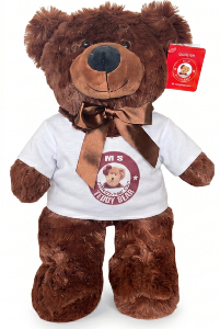 #TD18- 12" CHOCOLATE BROWN BEAR WITH LOGO