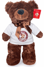 #TD18- 12" CHOCOLATE BROWN BEAR WITH LOGO