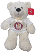 #TD20- 12" CREAM BEAR WITH LOGO
