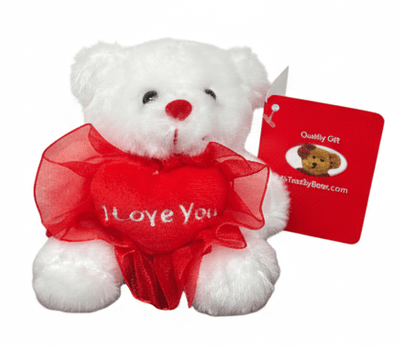 #V303- 4" WHITE VALENTINE BEAR 