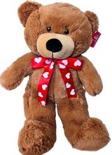 #V111- 18" BROWN BEAR WITH RED HEART RIBBON 