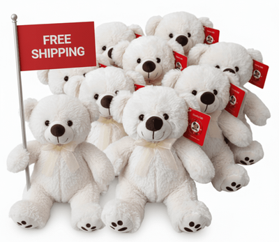 #FS1- 22 PCS OF 8" CREAM TEDDY BEARS IN FREE SHIPPING BOX - $4.55/PC