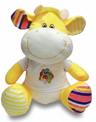 #HB1- 10" HAPPY PLUSH COW WITH BIRTHDAY
