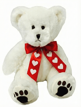 #V209- 12&quot; CREAM TEDDY BEAR WITH RED HEART RIBBON