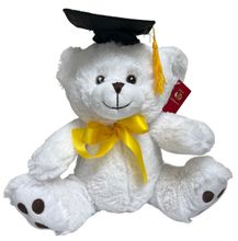 #G1- 10" WHITE GRADUATION BEAR WITH BLACK HAT  