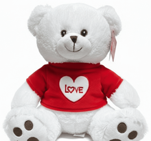 #V205- 10" SITTING WHITE LOVE BEAR WITH TEE