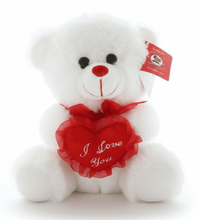 #V302- 7" WHITE VALENTINE BEAR 