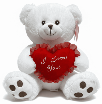 #V220- 10" SMILE VALENTINE'S WHITE BEAR