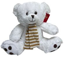 #B72B- 10" WHITE SCARF TEDDY BEAR