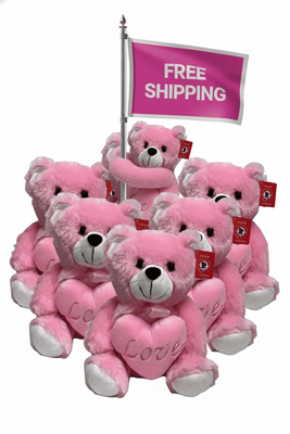 #FV6- FREE SHIPPING BOX- 12" LOVE PINK BEARS (13 PCS, $7.69/PC)