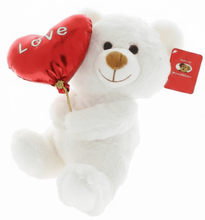 #V201- 11" VALENTINE WHITE BEAR WITH STUFFED BALLOON 