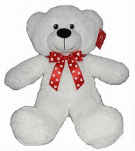 #V118 16" WHITE BEAR WITH RED HEART RIBBON