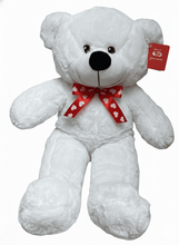#V118 16" WHITE BEAR WITH RED HEART RIBBON