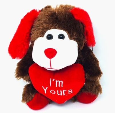 #V322- 7" VALENTINE'S DOG WITH RED EARS AND HEART