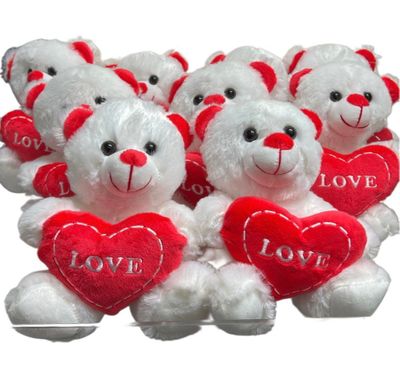 #FV9- FREE SHIPPING BOX- 7" VALENTINES PLUSH BEAR (25 PCS, $4.55/PC)