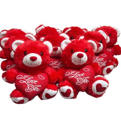 #FV8- FREE SHIPPING BOX- 7" RED TEDDY BEAR (22 PCS, $4.55/PC)