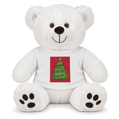 #X79 7" White Christmas Tree Tee Teddy Bear