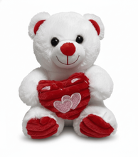 #V308-7" WHITE RED HEART TEDDY BEAR