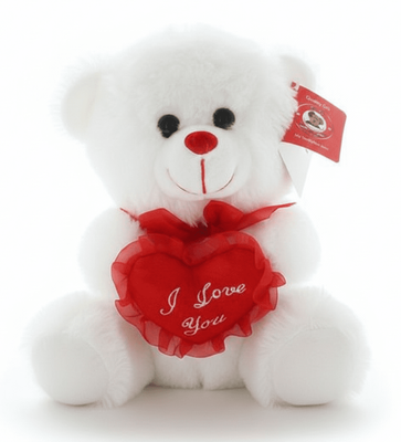 #V302- 7" WHITE VALENTINE BEAR 