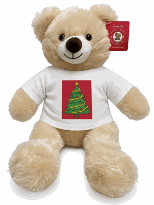 #X9- 24" Beige Christmas Tree Tee Teddy Bear