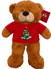 #X76- 12" Brown Christmas Tree Red Tee Teddy Bear