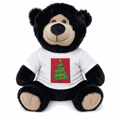 #X77 12" Black Christmas Tree Tee Teddy Bear