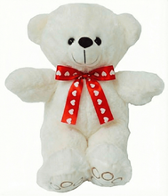 #V219- 12&quot; CREAM VALENTINE BEAR WITH RED HEART RIBBON