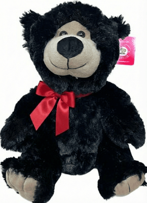 #C29- 12" SITTING BLACK BEAR WIAH RED BOW