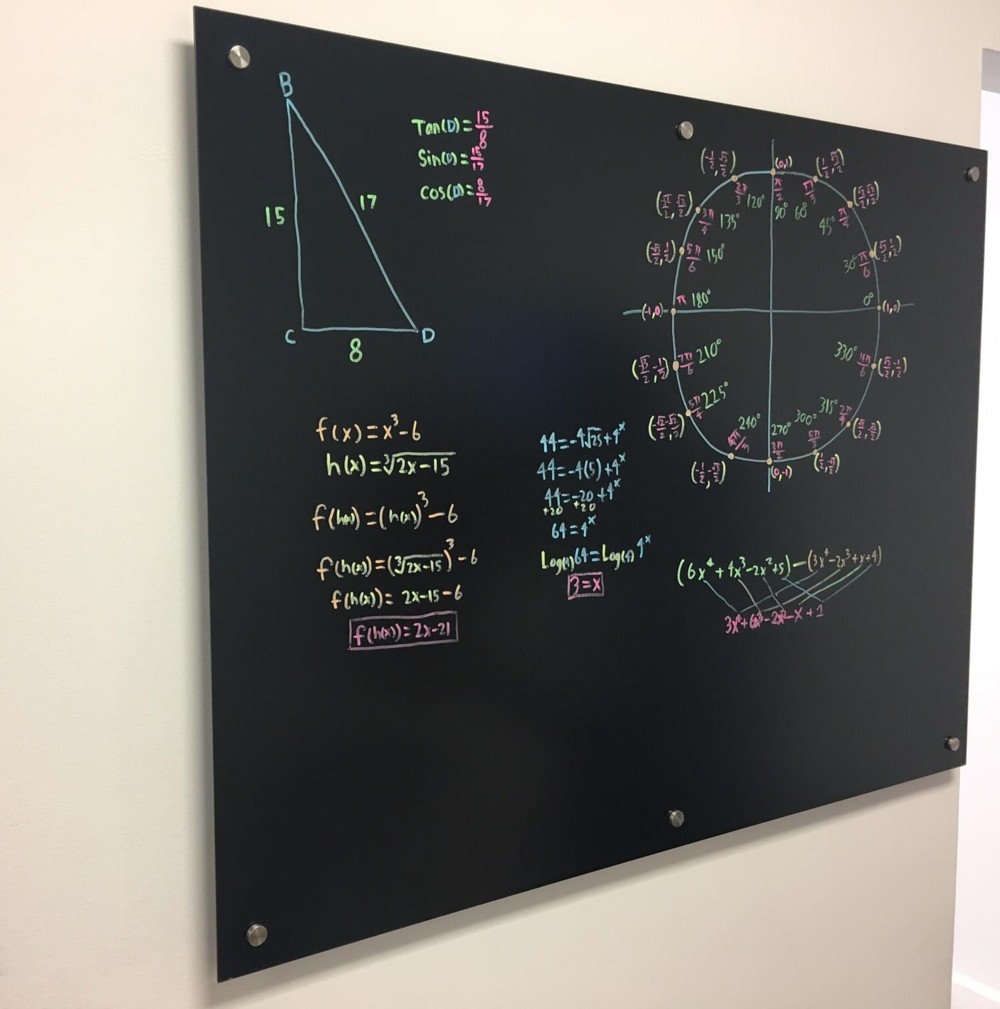 AntiGlare Glass Black Marker Board 60" x 48" Black Anti