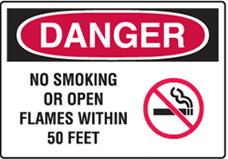 Danger - No Smoking Or Open Flames Within 50 Feet - Symbol