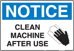 Notice - Clean Machine After Use with Symbol