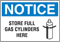 Notice - Store Full Gas Cylinders Here with Symbol